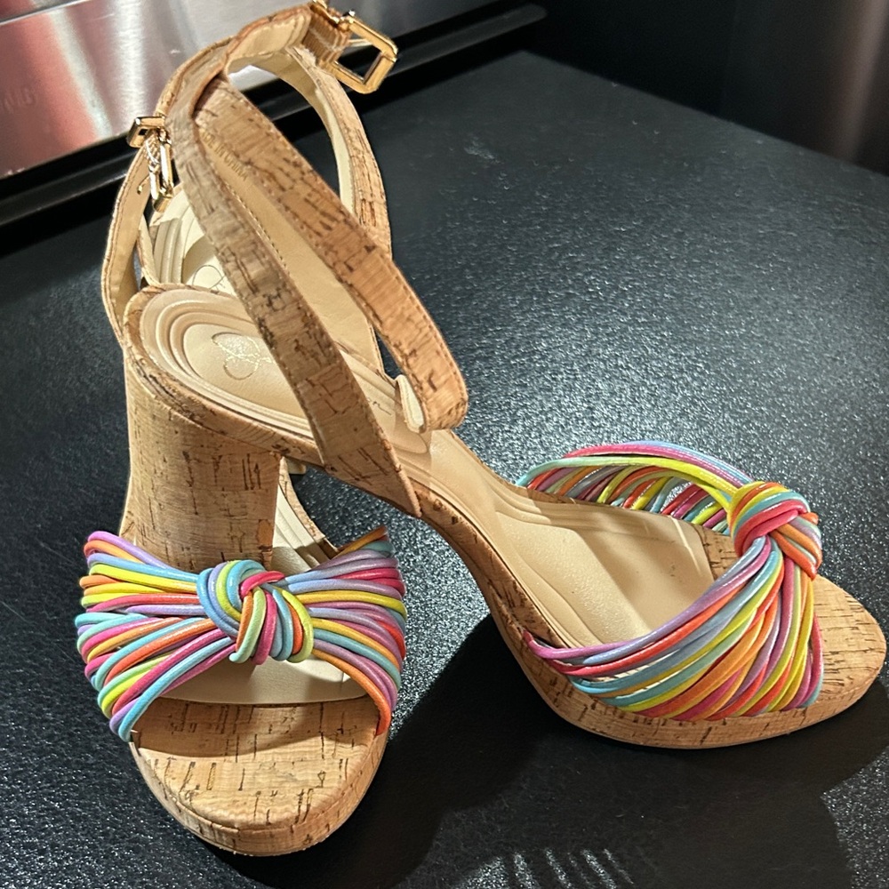Jessica Simpson Rainbow Cork Heel Sandals
